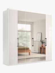 John Lewis Osaka 2.25m Bi-Fold Wardrobe with 2 Glass Doors & 4 Mirrored Doors - thumbnail 2