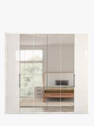 John Lewis Osaka 2.25m Bi-Fold Wardrobe with 2 Glass Doors & 4 Mirrored Doors - thumbnail 1