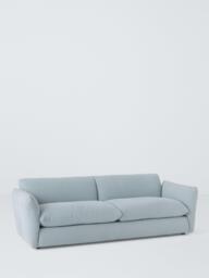 John Lewis Dimple Large 3 Seater Sofa, Easy Clean Cotton Linen Blend Soft Blue