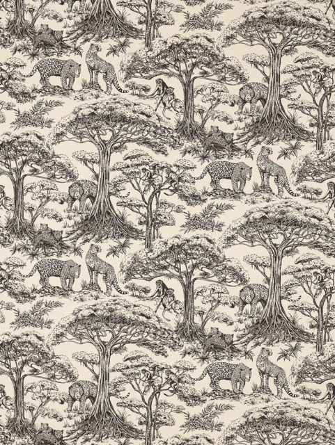 Clarke & Clarke Kisumu Made to Measure Curtains or Roman Blind, Noir/Linen - image 1