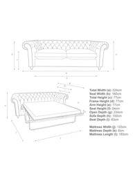 John Lewis Cromwell Chesterfield Double Leather Sofa Bed, Dark Leg - thumbnail 2