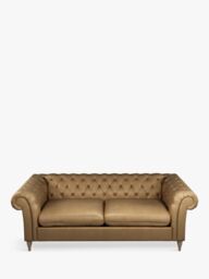 John Lewis Cromwell Chesterfield Double Leather Sofa Bed, Dark Leg - thumbnail 5
