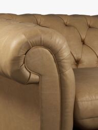 John Lewis Cromwell Chesterfield Double Leather Sofa Bed, Dark Leg - thumbnail 6