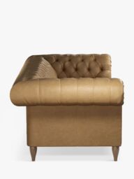 John Lewis Cromwell Chesterfield Double Leather Sofa Bed, Dark Leg - thumbnail 3