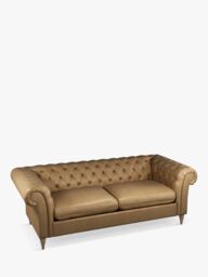 John Lewis Cromwell Chesterfield Double Leather Sofa Bed, Dark Leg - thumbnail 1