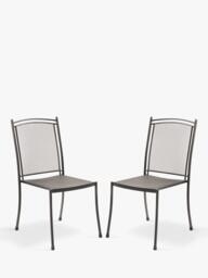 John Lewis Henley by KETTLER Straight Sided Garden Dining Chair, Set of 2, Iron Grey - thumbnail 1