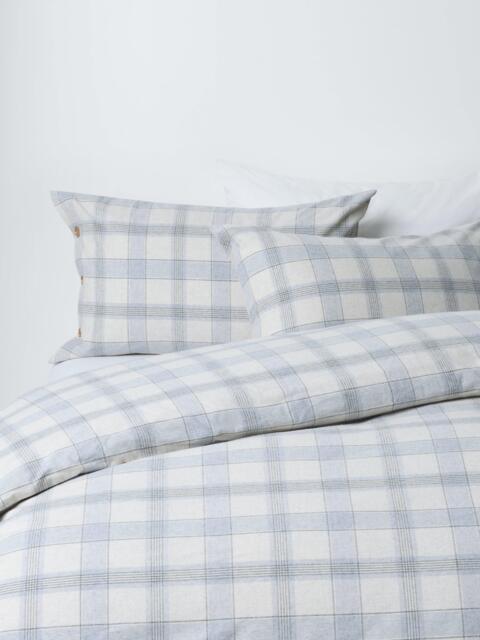 John Lewis Oslo Brushed Cotton Check Bedding, Grey - image 1