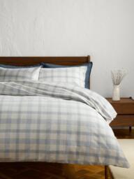 John Lewis Oslo Brushed Cotton Check Bedding, Grey - thumbnail 6
