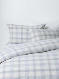 John Lewis Oslo Brushed Cotton Check Bedding, Grey - thumbnail 1