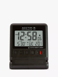 Acctim Radio Controlled Digital Travel Alarm Clock, Black - thumbnail 3