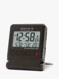 Acctim Radio Controlled Digital Travel Alarm Clock, Black - thumbnail 2