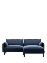 Cozmo Cozy 3 Seater RHF Chaise Sofa, Blue Velvet Blue Piping - thumbnail 3