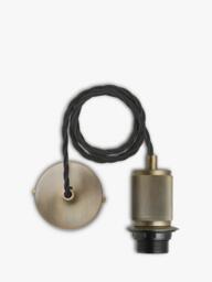 Industville Rift Wood Mushroom Pendant Ceiling Light, Dark Brown/Brass - thumbnail 4