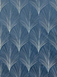 John Lewis Deco Fan Weave Pair Lined Eyelet Curtains, Navy - thumbnail 2