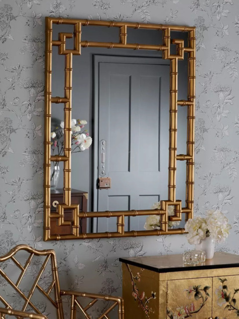 Laura Ashley Shawford Mock Bamboo Rectangular Wall Mirror, 107 x 81cm, Gold - image 1