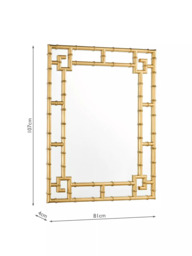 Laura Ashley Shawford Mock Bamboo Rectangular Wall Mirror, 107 x 81cm, Gold - thumbnail 6