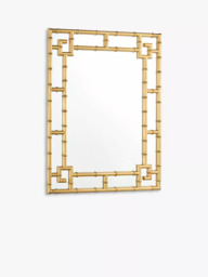 Laura Ashley Shawford Mock Bamboo Rectangular Wall Mirror, 107 x 81cm, Gold - thumbnail 2
