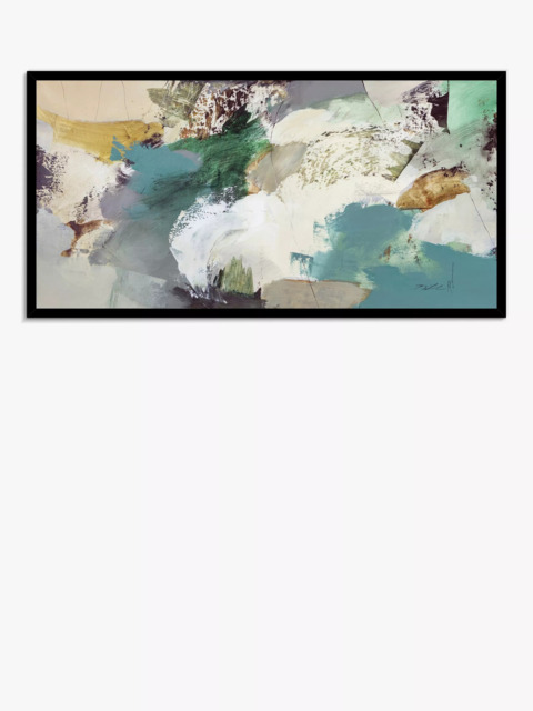 John Lewis Natasha Barnes 'Evergreen' Abstract Framed Print, 63.5 x 123.5cm, Green/Multi - image 1