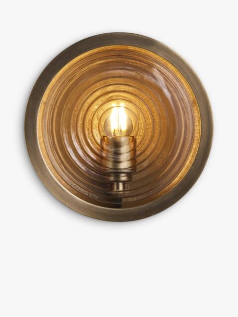 Industville Bulkhead Outdoor/Bathroom Ripple Glass Wall Light, Brass - image 1