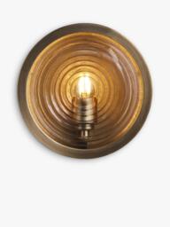 Industville Bulkhead Outdoor/Bathroom Ripple Glass Wall Light, Brass - thumbnail 1