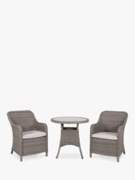 KETTLER Charlbury Woven 2-Seater Round Garden Bistro Table & Chairs Set, Natural - thumbnail 1