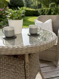 KETTLER Charlbury Woven 2-Seater Round Garden Bistro Table & Chairs Set, Natural - thumbnail 4