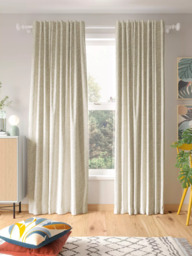 John Lewis Mila Print Pair Dimout/Thermal Lined Multiway (Slot Top, Hidden Tab, Pencil Pleat) Curtains, Putty - thumbnail 2