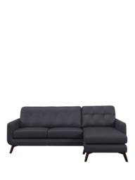 John Lewis Barbican RHF Chaise Leather Sofa, Dark Leg - thumbnail 5