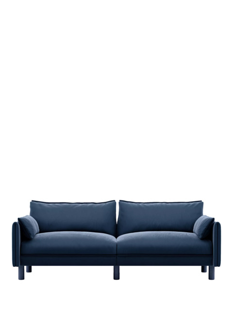 Cozmo Cozy 3 Seater Sofa, Blue Velvet Blue Piping - image 1