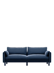Cozmo Cozy 3 Seater Sofa, Blue Velvet Blue Piping - thumbnail 1