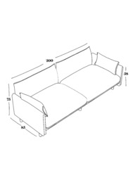 Cozmo Cozy 3 Seater Sofa, Blue Velvet Blue Piping - thumbnail 6