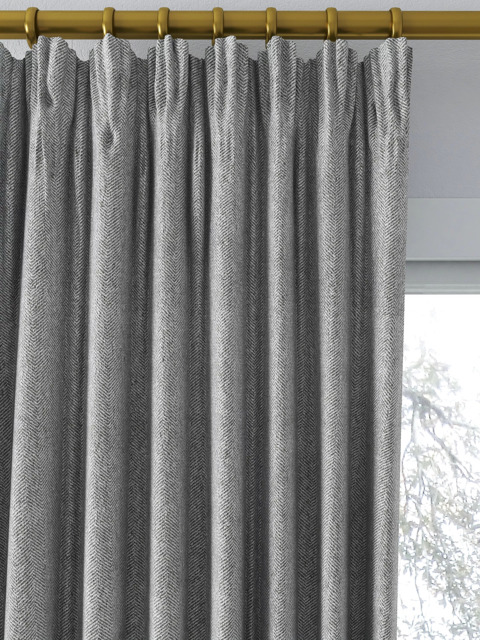 John Lewis Herringbone Weave Pair Lined Pencil Pleat Curtains