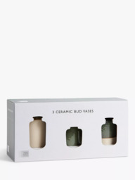 John Lewis Boxed Ceramic Bud Vases, Set of 3, Green - thumbnail 5