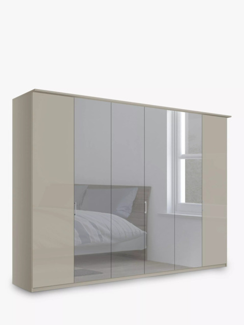John Lewis Elstra 300cm Wardrobe with Glass and Mirrored Hinged Doors - image 1
