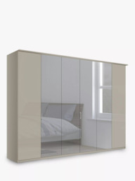 John Lewis Elstra 300cm Wardrobe with Glass and Mirrored Hinged Doors - thumbnail 1