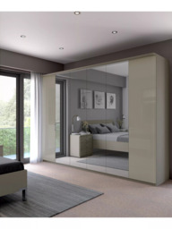 John Lewis Elstra 300cm Wardrobe with Glass and Mirrored Hinged Doors - thumbnail 3