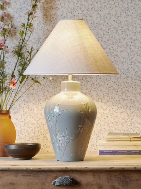 Laura Ashley Pussy Willow Ceramic Table Lamp, Grey - image 1