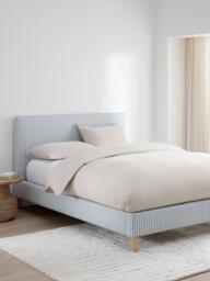 John Lewis Emily Upholstered Bed Frame, Double, Blue Stripe - thumbnail 2