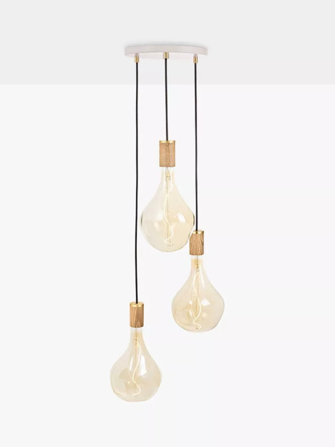 Tala Oak Triple Pendant Cluster Ceiling Light with Voronoi II 3W ES LED Dimmable Tinted Bulbs - image 1