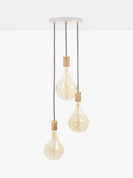 Tala Oak Triple Pendant Cluster Ceiling Light with Voronoi II 3W ES LED Dimmable Tinted Bulbs - thumbnail 2