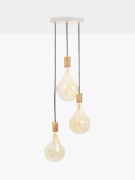 Tala Oak Triple Pendant Cluster Ceiling Light with Voronoi II 3W ES LED Dimmable Tinted Bulbs - thumbnail 1