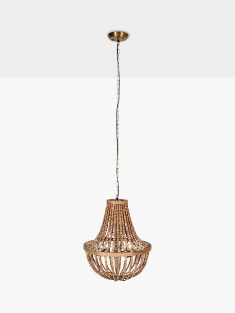 nkuku Neela Hand Carved Mango Wood Beads Pendant Ceiling Light, Natural