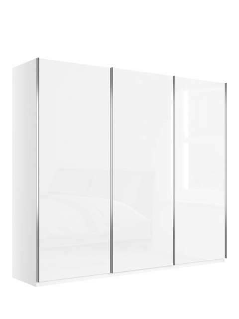 John Lewis Elstra 300cm Glass 3 Sliding Doors Wardrobe, White - image 1