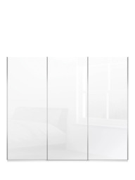 John Lewis Elstra 300cm Glass 3 Sliding Doors Wardrobe, White - thumbnail 3