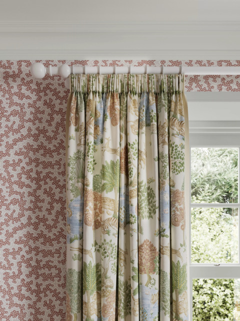 John Lewis x Sanderson Pamir Garden Print Pair Lined Pencil Pleat Curtains, Walnut/Olive - image 1
