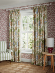 John Lewis x Sanderson Pamir Garden Print Pair Lined Pencil Pleat Curtains, Walnut/Olive - thumbnail 3