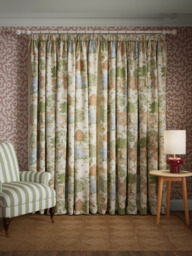 John Lewis x Sanderson Pamir Garden Print Pair Lined Pencil Pleat Curtains, Walnut/Olive - thumbnail 4