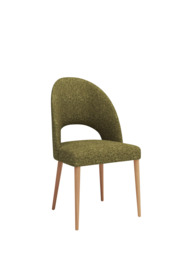 John Lewis Moritz II Boucle Yarn Dining Chair, Green/Oak - thumbnail 1