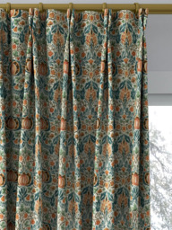 Morris & Co. Little Chintz Made to Measure Curtains or Roman Blind, Teal/Saffron - thumbnail 4