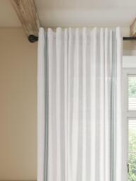 John Lewis Embroidered Slot Top/Hidden Tab Voile Panel, Sage/White